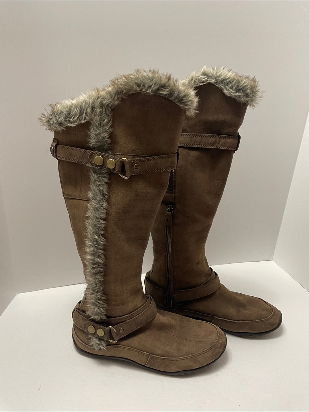 The North Face Brianna II Brown Faux-Fur Trim Tall Women's Boots Sz 7M